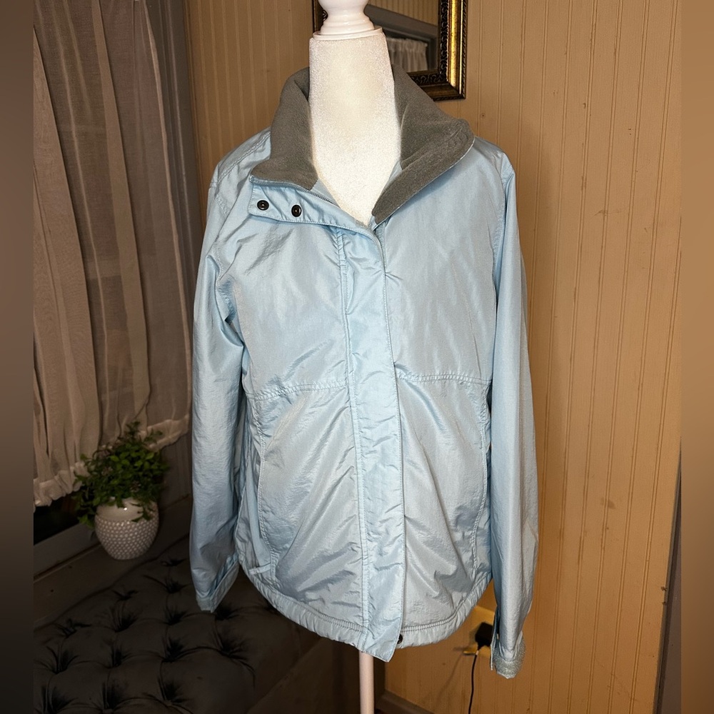 L.L.Bean Womens Medium Blue Fleece Lined Jacket Lightweight Coat Outdoor
